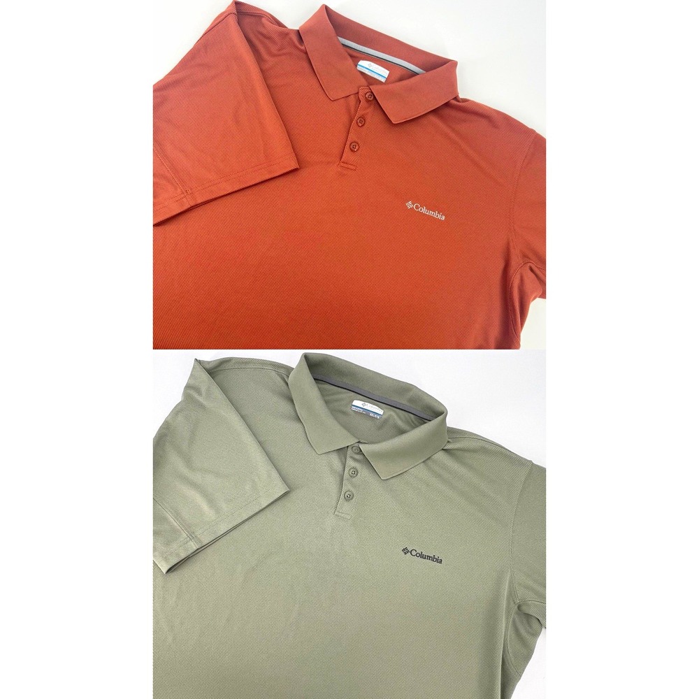 Mens Brunt Orange/Sage Green Columbia Sportswear polo sz 2XL